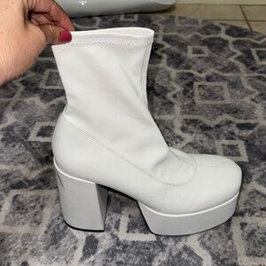 Easyfox Platform Boots Mid Calf Chunky High Heels Ankle Booties
